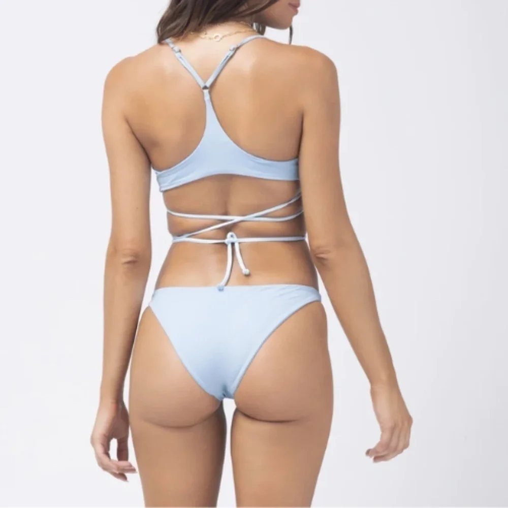 NWT L*Space Kristin Top & Cabana Bitsy Bottoms 2 Pc. Bikini Set in Sky B…